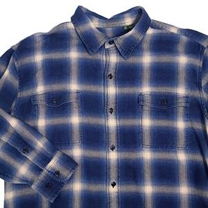 ORVIS Men's Blue White Plaid Flannel Shirt XL Active Fit Button Down Long Sleeve
